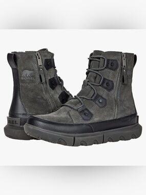 Sorel Explorer Boot Dual Zip Waterproof Winter Warm Black Jet Gray Size 11.5